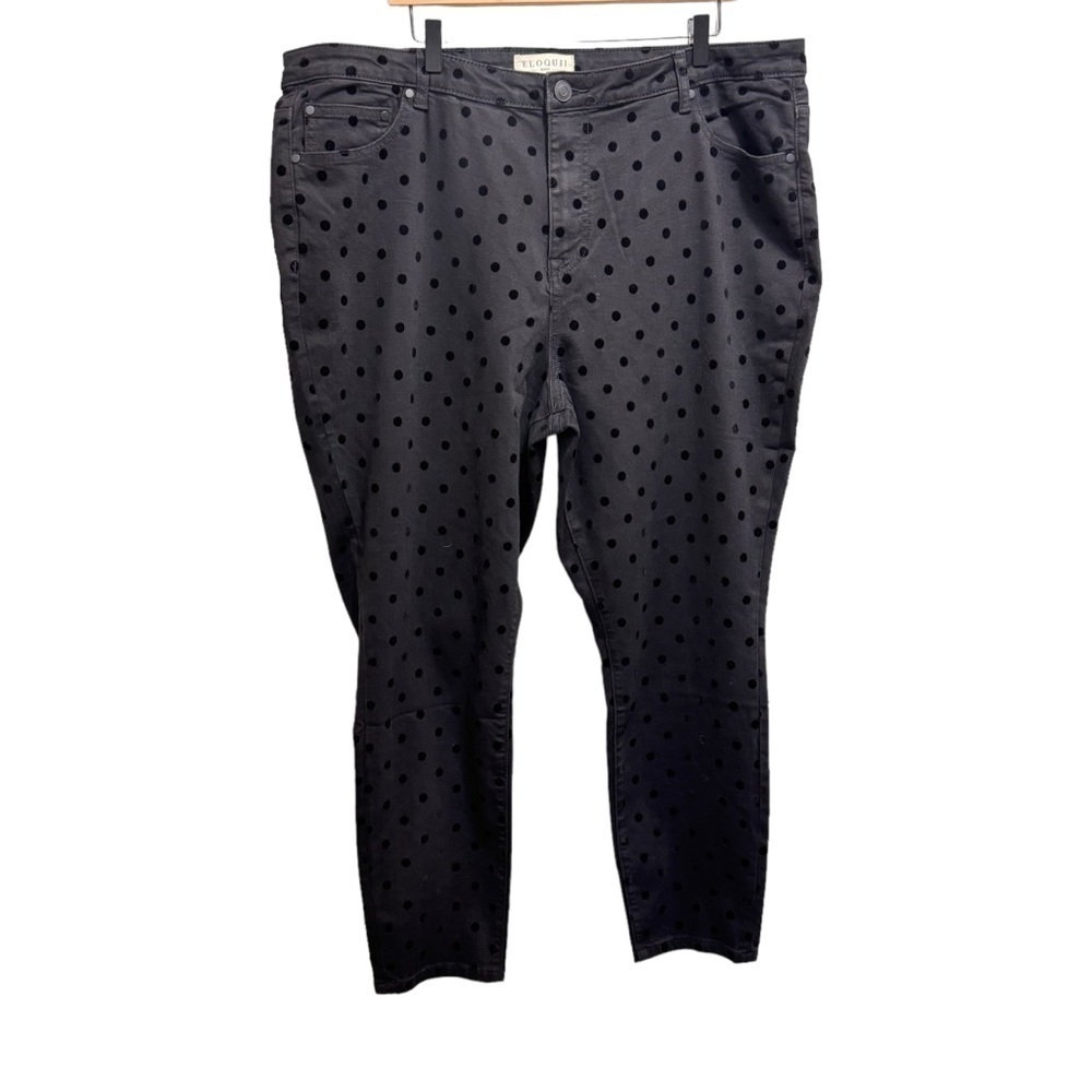 Eloquii Denim Black Polka Dot High Rise Skinny Jeans Size 22